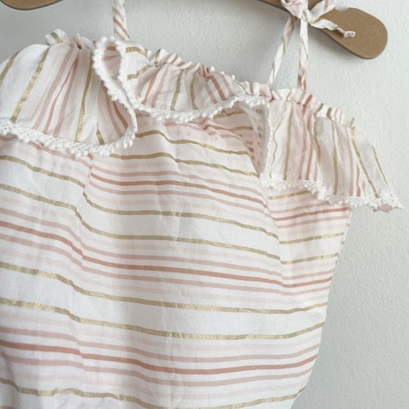 Rose Gold Striped Baby Romper Size 12 Months - Picture 2 of 6